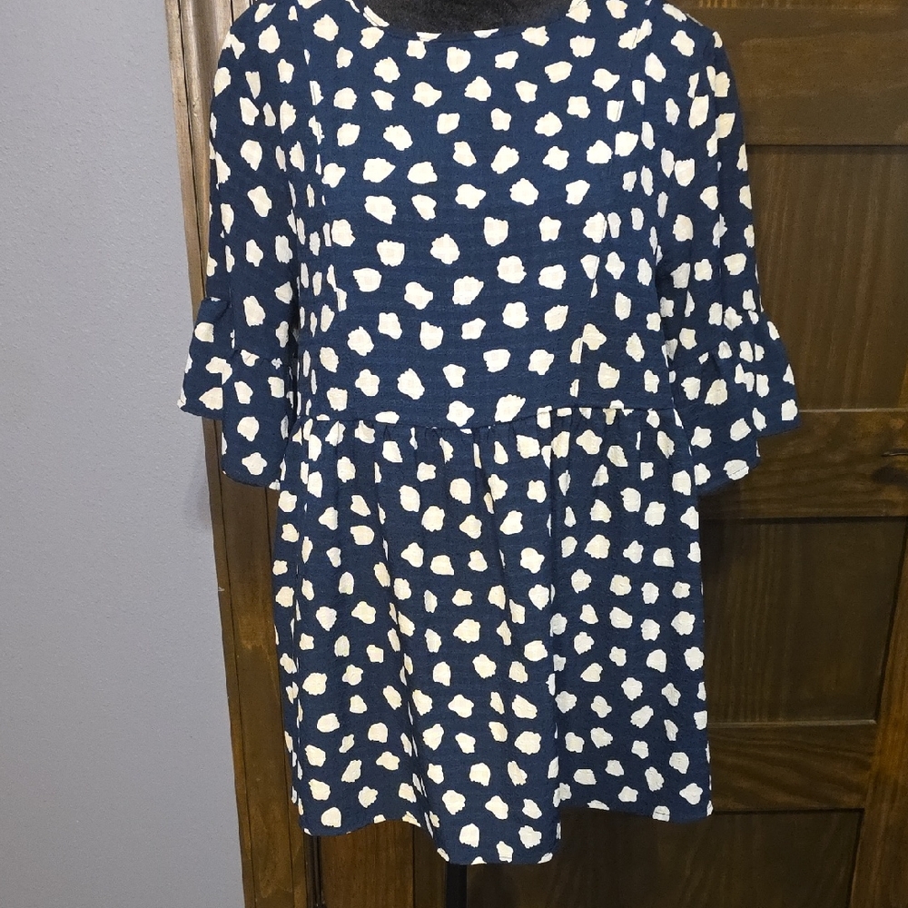 Navy and White Polka Dot Shirt
